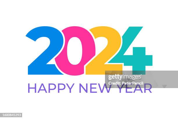 2024 happy new year - banner, design template, logo text sign isolated on white background. holiday greeting card. vector stock illustration - 2024 stock illustrations