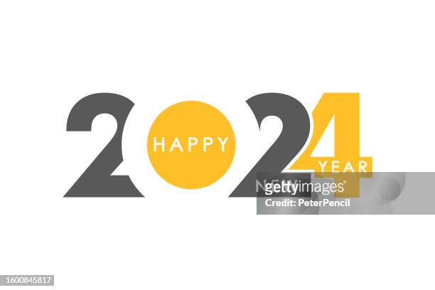 stockillustraties, clipart, cartoons en iconen met 2024 happy new year - banner, design template, logo text sign isolated on white background. holiday greeting card. vector stock illustration - happy new month