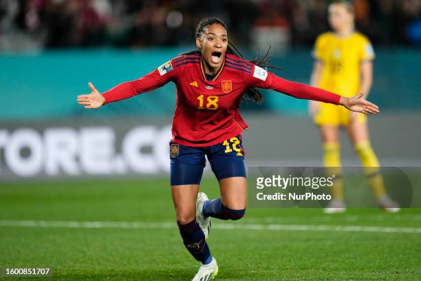 Salma Paralluelo of Spain and Barcelona celebrates after scoring her sides first goal during the FIFA Women's World Cup Australia &amp; New Zealand...