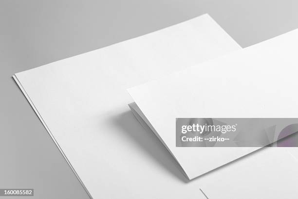 blank basic stationery. letterhead flat and folded, business card. - letterhead stock pictures, royalty-free photos & images