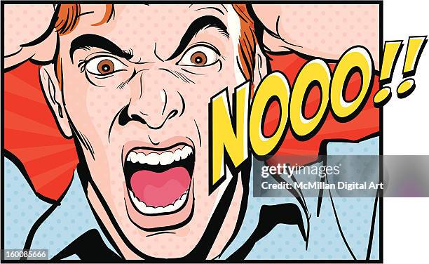 man shouting, pulling hair - looking at camera studio stock illustrations