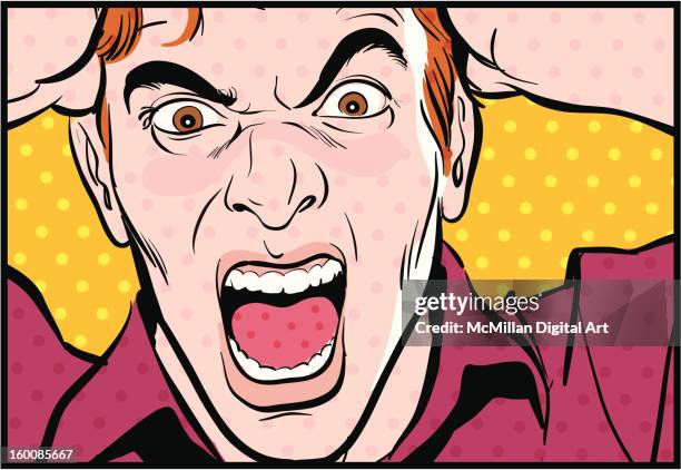 man shouting, pulling hair - looking into camera studio stock illustrations