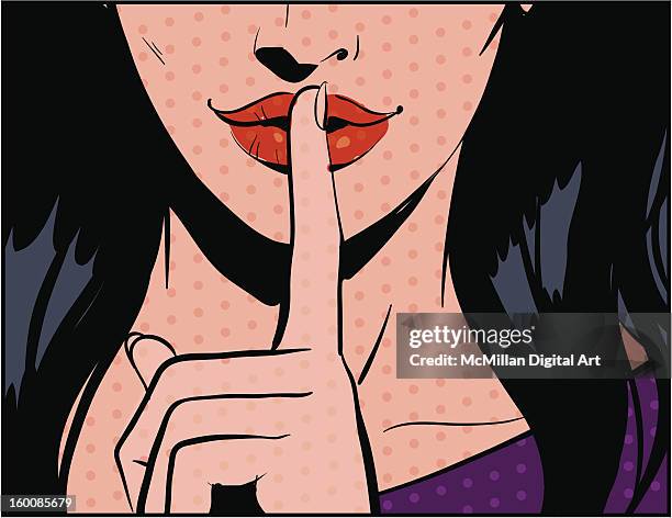 illustrazioni stock, clip art, cartoni animati e icone di tendenza di woman holding finger to lips - rossetto rosso