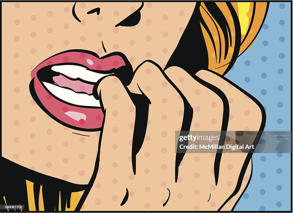 Woman biting fingernails