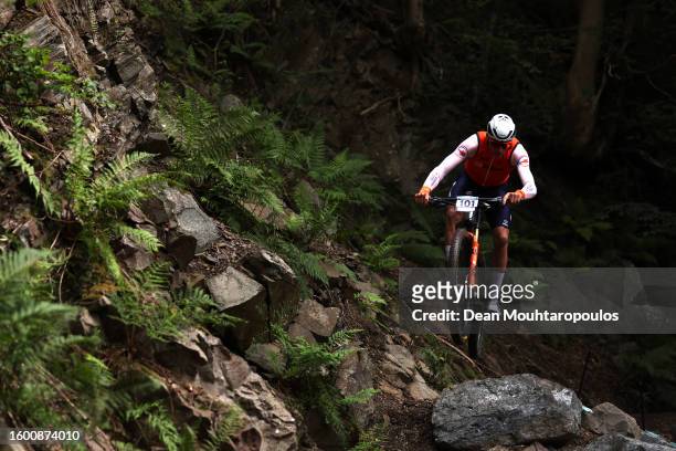 Mathieu Van Der Poel of The Netherlands during the Mountain Bike Cross-Country training at the 96th UCI Cycling World Championships Glasgow 2023, Day...