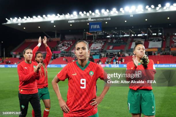 Ibtissam Jraidi of Morocco shows dejection after the team’s 0-4 defeat and elimination from the tournament following the FIFA Women's World Cup...