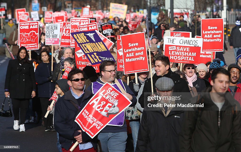 Demonstrators Protest Against Closure Of Lewisham Hospital