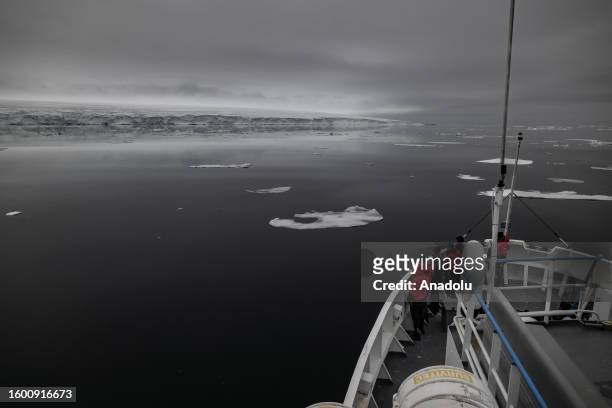 Turkish team observe the glaciers and icebergs during the 3rd National Arctic Scientific Research Expedition of Turkiye, in Kvitoya Island of...