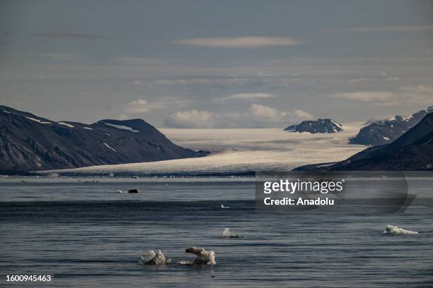 View of the icebergs and glaciers being observed by Turkish team during the 3rd National Arctic Scientific Research Expedition of Turkiye, in...