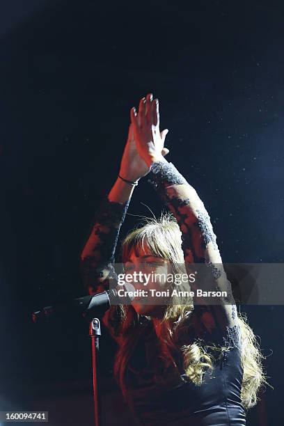 Singer Leslie Bourgouin performs during "Before NRJ Music Awards 2013 Concert" at Palais des Festivals on January 25, 2013 in Cannes, France.