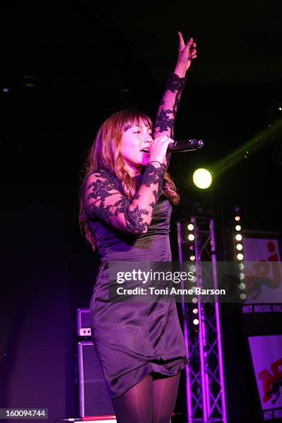 Singer Leslie Bourgouin performs during "Before NRJ Music Awards 2013 Concert" at Palais des Festivals on January 25, 2013 in Cannes, France.