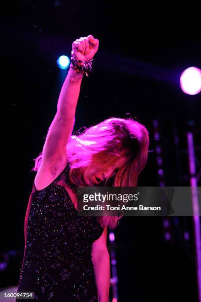 Singer Manon Romiti of "Mutine" Band performs during "Before NRJ Music Awards 2013 Concert" at Palais des Festivals on January 25, 2013 in Cannes,...