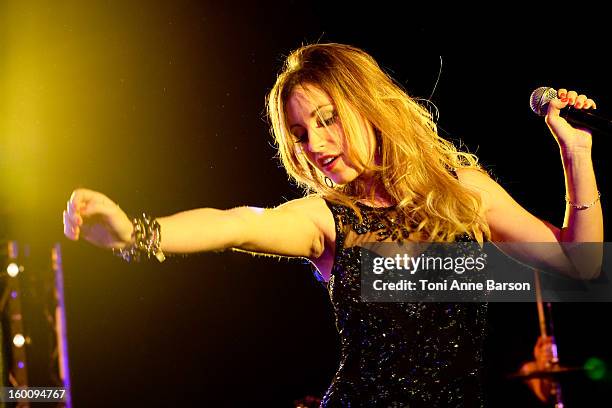 Singer Manon Romiti of "Mutine" Band performs during "Before NRJ Music Awards 2013 Concert" at Palais des Festivals on January 25, 2013 in Cannes,...