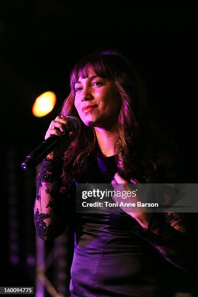 Singer Leslie Bourgouin performs during "Before NRJ Music Awards 2013 Concert" at Palais des Festivals on January 25, 2013 in Cannes, France.