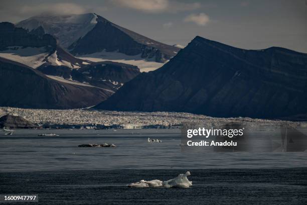 View of the icebergs and glaciers being observed by Turkish team during the 3rd National Arctic Scientific Research Expedition of Turkiye, in...