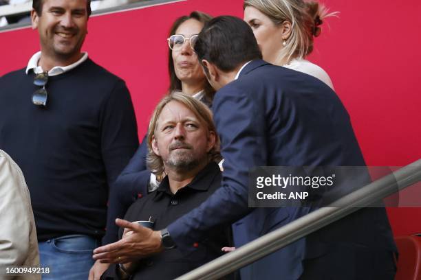 Ajax Financial Director Susan Lenderink, Ajax Technical Director Sven Mislintat, Ajax Commercial Director Menno Geelen during the Dutch Premier...