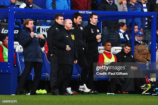 Harry Redknapp the Queens Park Rangers manager reacts on the touchline during the FA Cup with Budweiser Fourth Round match between Queens Park...