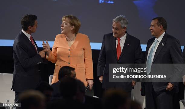 Mexican President Enrique Pena Nieto, German Chancellor Angela Merkel, Chilean President Sebastian Pinera and Honduras' President Porfilio Lobo...