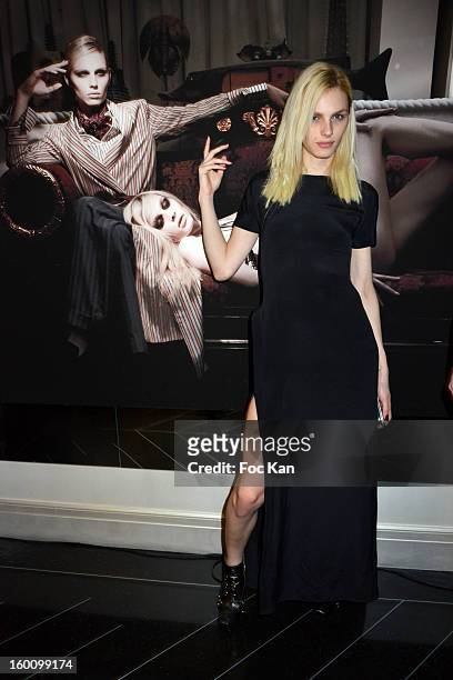 Andreas Pejic attends the 'Body Double' Ali Mahdavi Exhibition Preview Cocktail At Hotel W on January 25, 2013 in Paris, France.