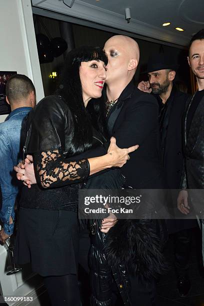 Ali Mahdavi and Rossy de Palma attend the 'Body Double' Ali Mahdavi Exhibition Preview Cocktail At Hotel W on January 25, 2013 in Paris, France.