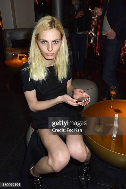 Andreas Pejic attends the 'Body Double' Ali Mahdavi Exhibition Preview Cocktail At Hotel W on January 25, 2013 in Paris, France.