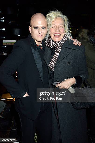 Ali Mahdavi and Ellen Von Unwerth attend the 'Body Double' Ali Mahdavi Exhibition Preview Cocktail At Hotel W on January 25, 2013 in Paris, France.