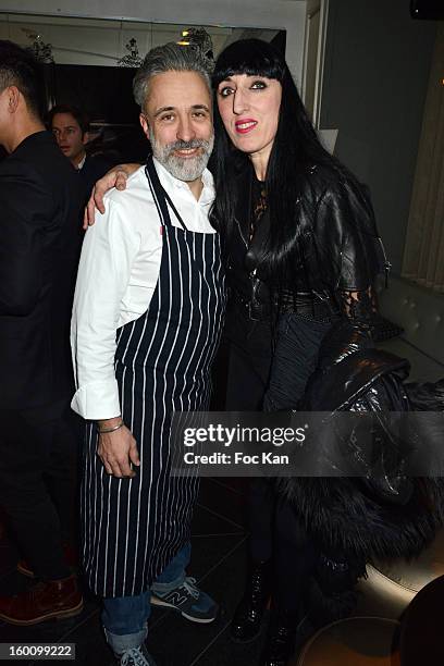 Hotel W catalan chef Sergi Arolaand Rossy de Palma attend the 'Body Double' Ali Mahdavi Exhibition Preview Cocktail At Hotel W on January 25, 2013 in...