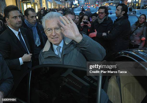 Prime Minister Mario Monti sighting in Milan on January 26, 2013 in Milan, Italy.