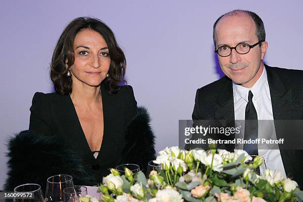 Jean-Marc Loubier , CEO Sonia Rikyel, and Nathalie Rykiel attend the Sidaction Gala Dinner 2013 at Pavillon d'Armenonville on January 24, 2013 in...