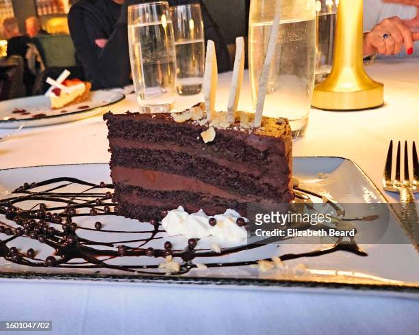 chocolate mousse cake at upscale restaurant - chicago sweets stock pictures, royalty-free photos & images