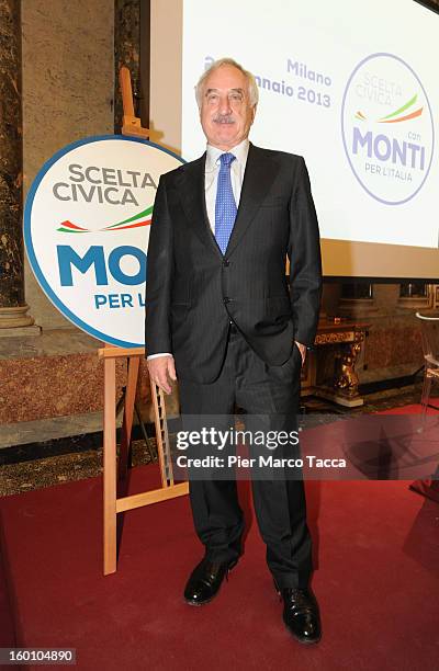 Alberto Bombassei attends a presentation of Lombardy candidates of "Scelta Civica con Monti per l'Italia" on January 26, 2013 in Milan, Italy. Monti...