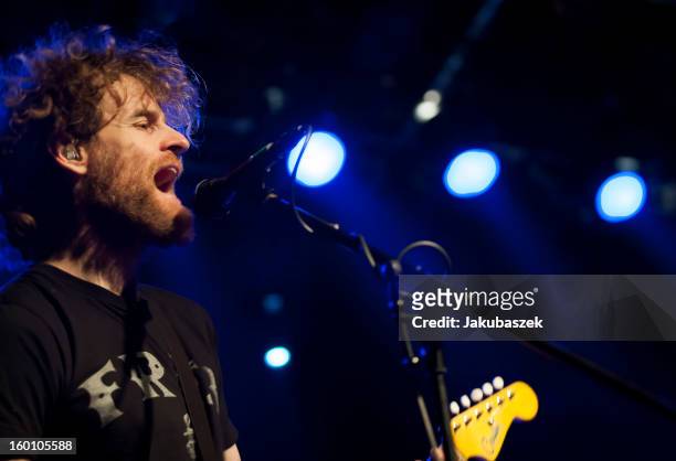 Guitarist and singer Chad Urmston of the US band Dispatch performs live during a concert at the Postbahnhof on January 26, 2013 in Berlin, Germany.