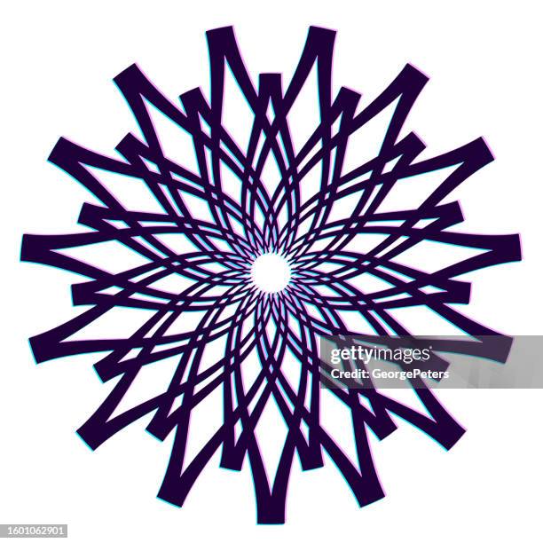 concentric spiral technology icon with glitch technique - mandala pattern stock illustrations
