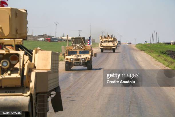 Military vehicles that the US military sent as a reinforcement, convoy to the bases controlled by PKK/YPG in Deir ez-Zor province in Syria, on August...