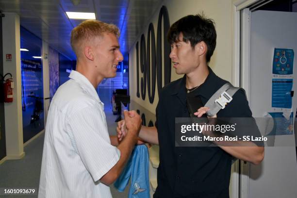 Gustav Eriksen and Daichi Kamada poses at the Formello sport centre on August 07, 2023 in Roma, Texas.