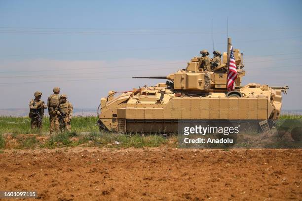 Military vehicles that the US military sent as a reinforcement, convoy to the bases controlled by PKK/YPG in Deir ez-Zor province in Syria, on August...