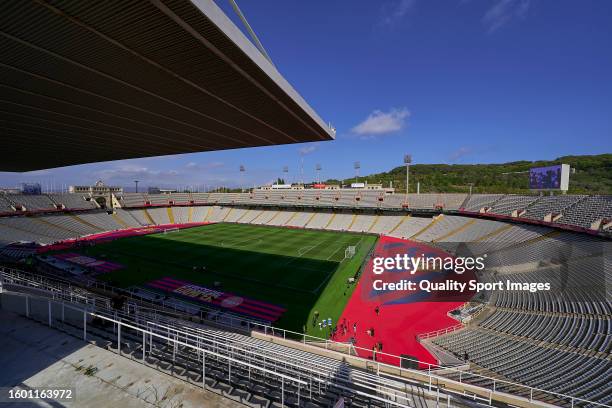 General view inside the stadium ahead the Joan Gamper Trophy match between FC Barcelona and Tottenham Hotspur at Estadi Olimpic Lluis Companys on...