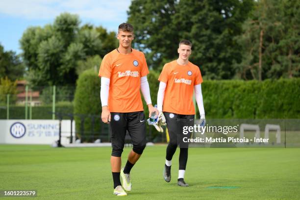 Filip Stankovic of FC Internazionale arrives during a team training session at the club's training ground Suning Training Center at Appiano Gentile...