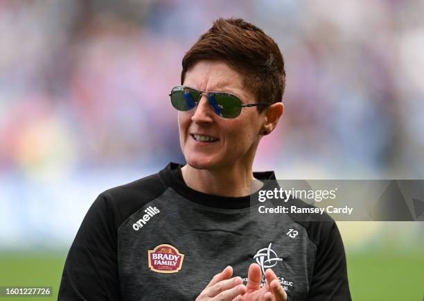 Dublin , Ireland - 13 August 2023; 1999 Mayo All-Ireland winning captain Diane O'Hora is honoured at half-time of the TG4 LGFA All-Ireland Senior...