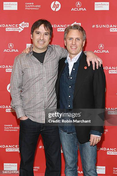 Director Greg "Freddy" Camalier and producer Stephen Badger attend the "Muscle Shoals" Premiere during the 2013 Sundance Film Festival at Eccles...