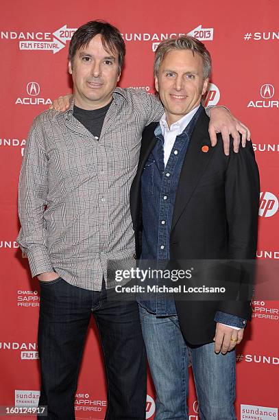Director Greg "Freddy" Camalier and producer Stephen Badger attend the "Muscle Shoals" Premiere during the 2013 Sundance Film Festival at Eccles...