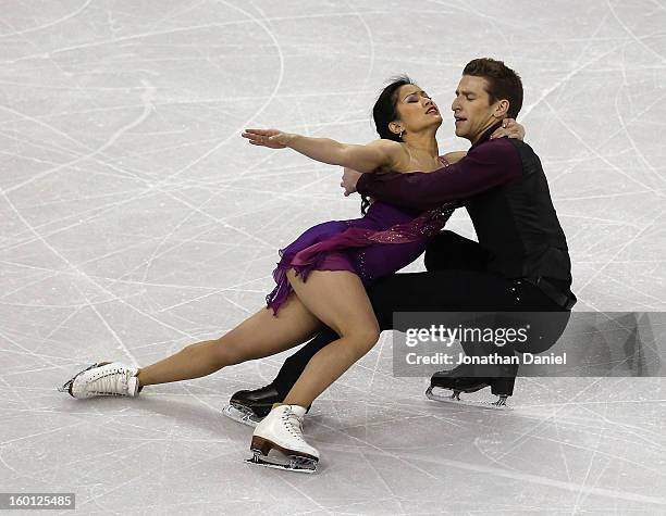 Lynn Kriengkrairut and Logan Giulietti-Schmitt competes in the Pairs Free Dance during the 2013 Prudential U.S. Figure Skating Championships at...