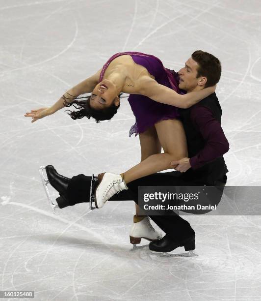 Lynn Kriengkrairut and Logan Giulietti-Schmitt competes in the Pairs Free Dance during the 2013 Prudential U.S. Figure Skating Championships at...