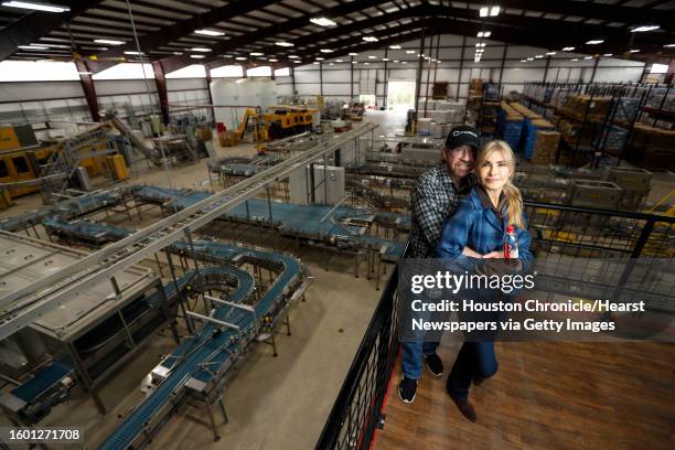 Chuck Norris and his wife Gena O'Kelley, have a new line of bottled water called CFORCE that is bottled on his Navasota ranch, photographed,...