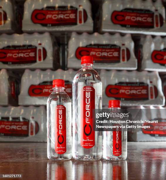 Chuck Norris and his wife Gena O'Kelley, have a new line of bottled water called CFORCE that is bottled on his Navasota ranch, photographed,...