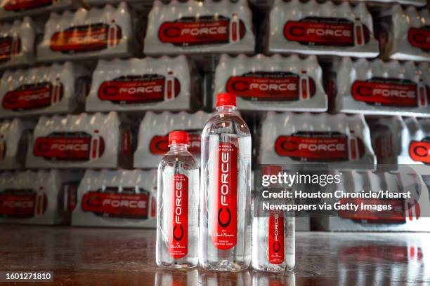 Chuck Norris and his wife Gena O'Kelley, have a new line of bottled water called CFORCE that is bottled on his Navasota ranch, photographed,...