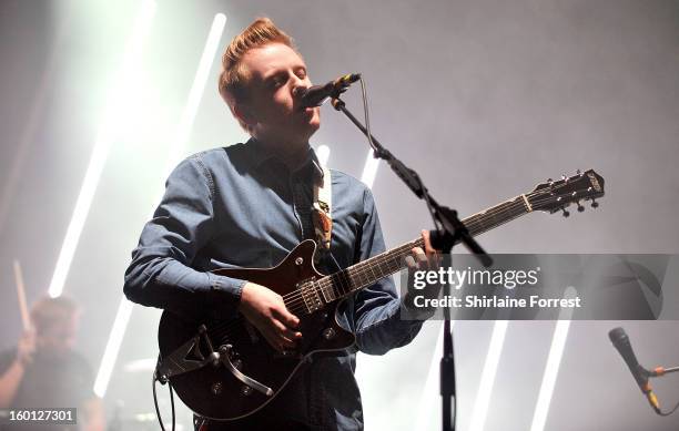 Alex Trimble of Two Door Cinema Club performs at Manchester Apollo on January 26, 2013 in Manchester, England.