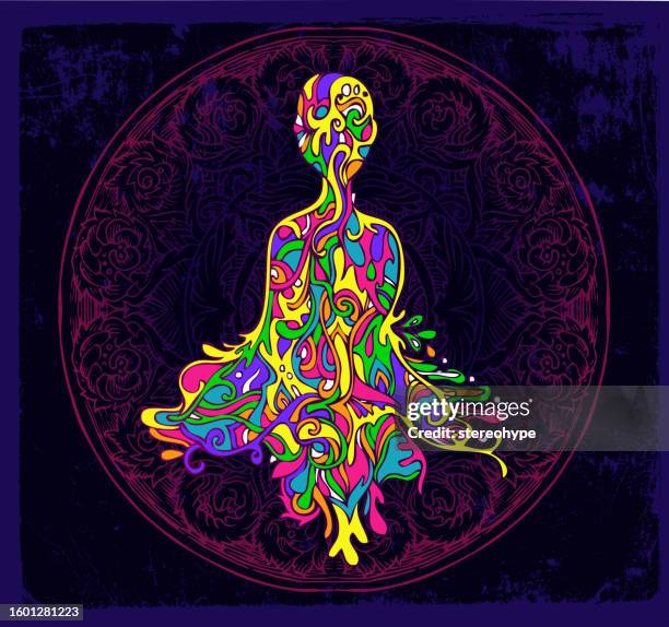 vivid states mandala - volcano science stock illustrations
