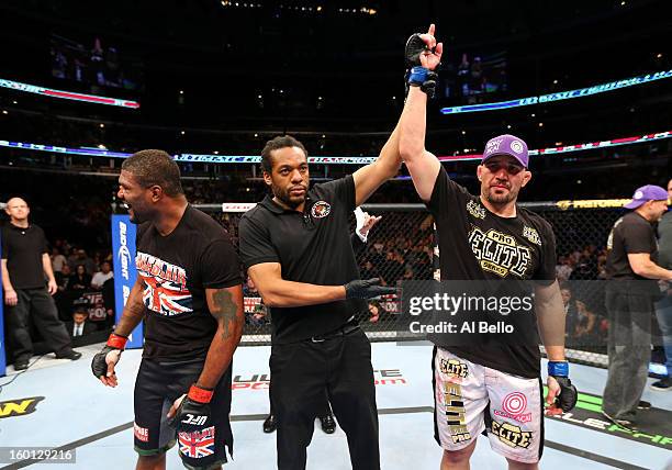 Glover Teixeira celebrates after defeating Rampage Jackson during their Light Heavyweight Bout part of UFC on FOX at United Center on January 26,...