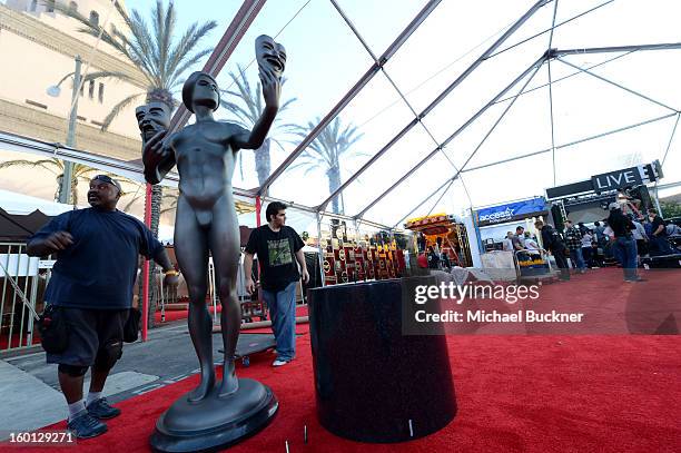 General view of the atmosphere during the SAG Awards behind the scenes media day at The Shrine Auditorium on January 26, 2013 in Los Angeles,...